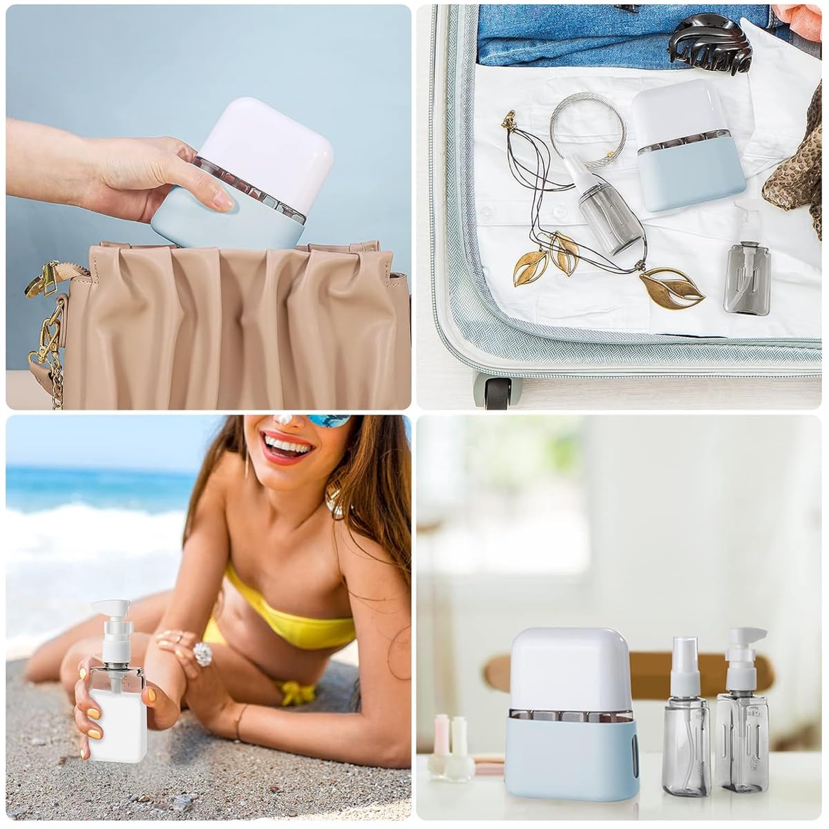 MAYCREATE Travel Bottles Leak Proof, 4 in 1 Travel Containers for Toiletries, Refillable Plastic Bottles with Lid, Travel Accessories Shampoo Conditioner Bottles, Blue MAYCREATE Travel Bottles Leak Proof, 4 in 1 Travel Containers for Toiletries, Refillable Plastic Bottles with Lid, Travel Accessories Shampoo Conditioner Bottles, Blue
